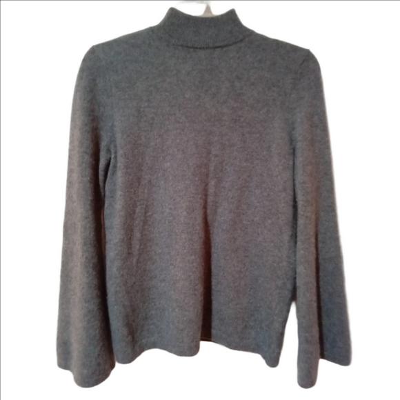 Bloomingdales Aqua Gray Cashmere Turtleneck Vneck Sweater Size S - Picture 3 of 10